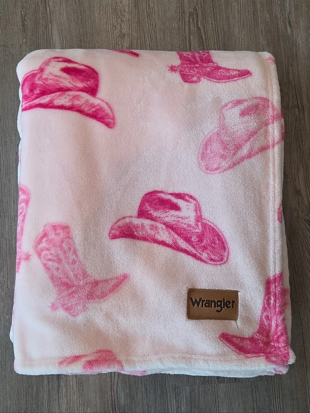 Wrangler Pink Boots And Hats Western Print Plush Cowgirl Blanket